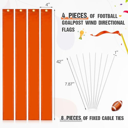 Mepase Set of 4 Football Goalpost Wind Directional Flags with 8 Fixed Cable Tie for Practice, 4 x 42 Inch