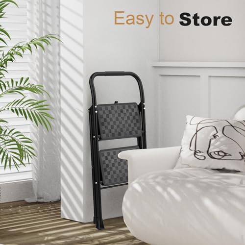 HBTower 2 Step Ladder, Step Stool for Adults,2 Step Ladder Folding Step Stool with Wide Pedal Ergonomic Design - size: 2-Step
