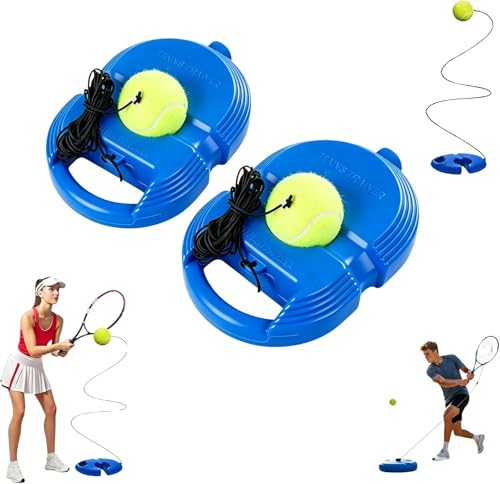 2026 Tennis Balls Training Baseboard,Tennis Trainer Balls with String, Tennis Rebounder with Weighted Base, Portable Tennis Trainer for Home, Tennis Practice Kit for Backyard - color: Blue_2pcs