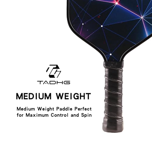 TADHG Pickleball Paddle Set 2 Lightweight 8.4oz Paddles with Honeycomb Core Spin-Friendly Surface 4 Balls - color: 01. Gradient purple