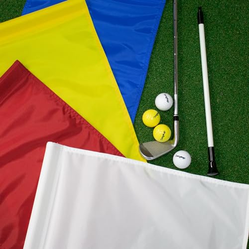 KINGTOP Standard Golf Flags with Tube Inserted, All 20" L x 14" H, Practice Putting Green Flag for Yard, Tournament Course, 420D Nylon PGA Regulation Chipping Pin Flag - color: 20x14 Inch- Blank Blue- 3pk