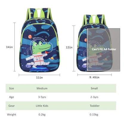 CHERUBIC Kids Toddler Cute Backpack Little Cartoon Travel Lightweight Bag Daypack For 3 Girls Boys (Space) - color: Baby Crocodile, size: Small-12"H