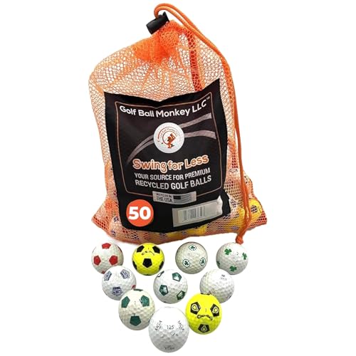 Golf Ball Monkey Recycled for Chrome Soft Truvis Soccer Golf Balls Multicolored Mix in Good Condition Used Truvis Golf Balls Soccer with Mesh Bag - style: 50 - Good