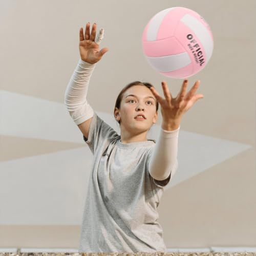 POPETPOP Soft Indoor Volleyball Practice Ball for Adults, Standard Size 5, Soft-Touch Explosion-Proof Machine-Seamed Training Volleyball for Entrance Exam and Indoor Sports