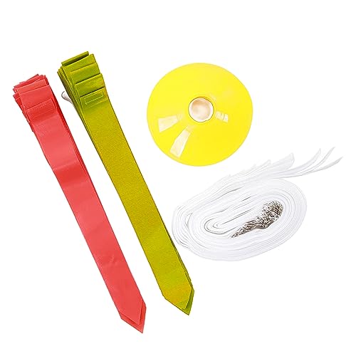 Flag Football Belt Set - 14 Adjustable Nylon Belts 42 Detachable PVC Flags 12 Training Cones for Team Sports - color: Red and Yellow