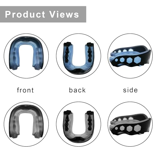Football Mouth Guard, 2Pcs Mouthpiece Football, Youth Sports Mouth Guard with Strap Mouthguards for Youth and Adult Athletes, Hockey, Rugby, Boxing and Lacrosse