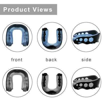 Football Mouth Guard, 2Pcs Mouthpiece Football, Youth Sports Mouth Guard with Strap Mouthguards for Youth and Adult Athletes, Hockey, Rugby, Boxing and Lacrosse
