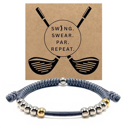 Golf Counter Bracelet, 10 Bead Handmade Score Counter, Adjustable Stainless Steel Beads, Easy Stroke Counting Accessory for Men and Women