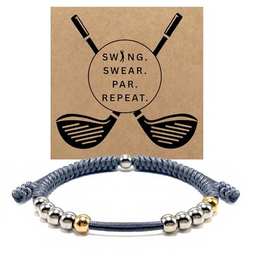 Golf Counter Bracelet, 10 Bead Handmade Score Counter, Adjustable Stainless Steel Beads, Easy Stroke Counting Accessory for Men and Women