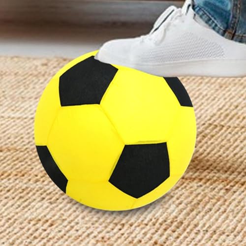 Inflatable Soft Football, Simulation Soccer Ball, 9.84 Inches Beach Toy with Leakproof, Elastic PVC Spheres, Indoor Play Toy with Bounce Design, Blow Up Football for Outdoor Use - color: Velvet Yellow
