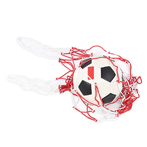 Large Sports Ball Bag Holder, Portable Mesh Bag for Basketball Volleyball Football, Red and White - Durable Material, Thickened Rope Carry Handles, Ideal for Team Use