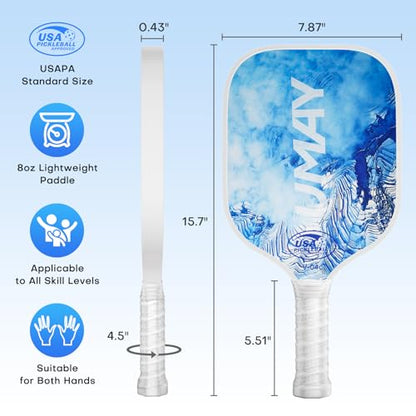 USAPA Approved Tournament-Grade Pickleball Paddle with PP Honeycomb Core for Precision Control, Enhanced Spin & Power, Lightweight Pickleball Set with Cover & Overgrip for Men Women Beginners