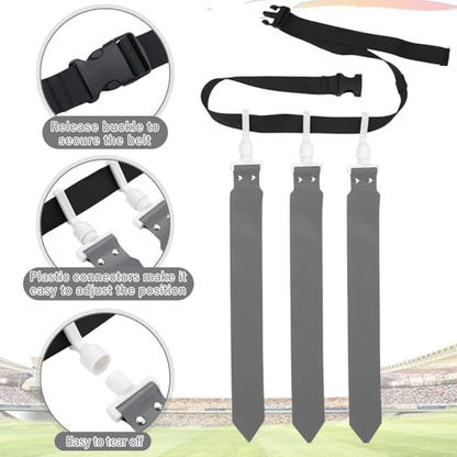 Hungdao 10/12 Players Flag Football Belts and Flags Adjustable Football Belts for Kids Teens Adults Team Training Sport Event - color: Black,gray