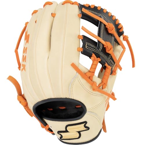 SSK Z5 Craftsman Infield Baseball Glove – 11.25” - 11.5” - 11.75” - 12” – Right & Left Hand Throw - color: Camel/Black/Orange, size: 11.5" - Right Hand Throw