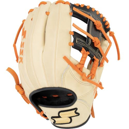 SSK Z5 Craftsman Infield Baseball Glove – 11.25” - 11.5” - 11.75” - 12” – Right & Left Hand Throw - color: Camel/Black/Orange, size: 11.5" - Right Hand Throw