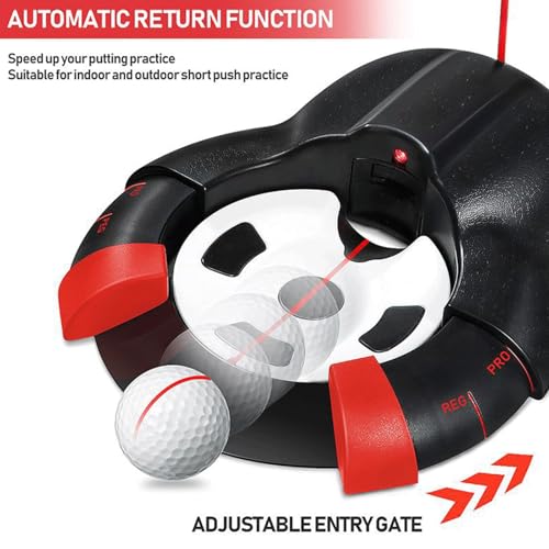Golf Automatic Putting Ball Return Cup - Auto Returning Golf Cup Training Aid for Indoor/Outdoor Practice with a red Guide line