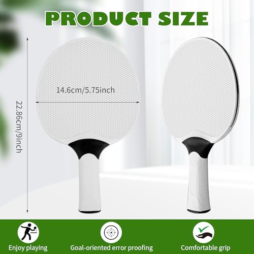 10 Pcs Table Tennis Paddles Kit with10 Balls Composite Professional Racquets Set Portable Rubber Rackets for Indoor and Outdoor (White)