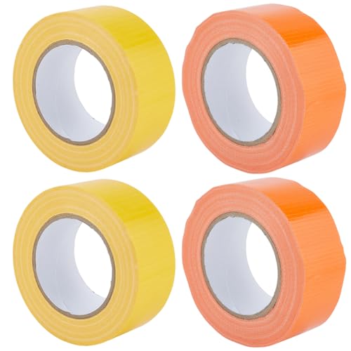 4 Rolls Pickleball Court Tape 2" x 164 ft Pickleball Marking Kit Temporary Court Lines for Outdoor Indoor Basketball Badminton Tennis Games Gym Fast Marking - color: Orange Yellow