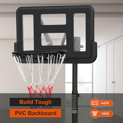 RAKON Portable Basketball Hoops Outdoor Adjustable Height 7.5-10FT Blue Basketball Goal for Kids Youth Adults in Backyard/Driveway/Basketball Court/Garage/Indoor 44" Shatterproof Backboard