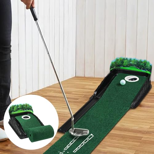 golfPutting Mat - Indoor Outdoor Training Aid, Automatic Ball Return Track | Multifunctional Tiny golfPractice Mat for Enthusiasts Lovers Mini Games Home Offices Skill Improvement Fun Challenge