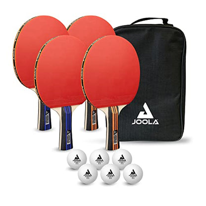 JOOLA Advanced Premium Ping Pong Paddles Set of 4 - Professional Table Tennis Paddles, 6 Advanced Training 3 Star Ping Pong Balls, and Carrying Case - Tournament Level - Indoor and Outdoor Compatible - style: 4 Player | Advanced Set