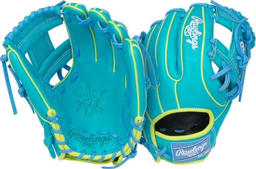 Rawlings | Heart of The Hide Baseball Glove | Youth Contour Fit Models | Advanced Break-in | Sizes 11.5" - 12.5" | Multiple Styles - color: Teal / Yellow | Pro I Web, size: 11.5" | Infield