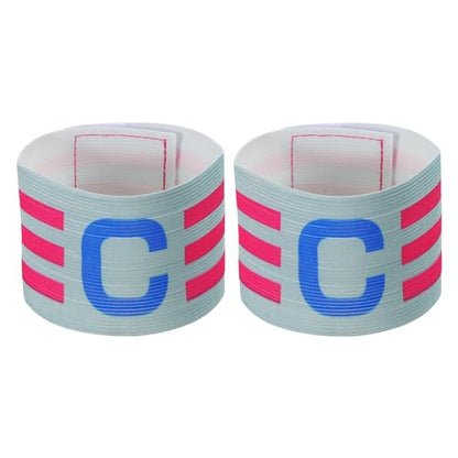 PATIKIL 12.2x2.5 Soccer Captain C Armband, 2 Pack Nylon Unisex Elastic Arm Badge Adjustable for Youth Adult Team Training, Grey