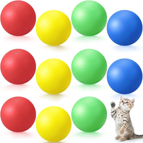 Hoteam 12 Pcs Cat Table Tennis Balls, 1.57 Inch Cat Ball Toys for Indoor Cats, High Bounce Table Tennis Balls, Interactive Bouncy Ball Toy for Kitten Cats Pets Playing Exercising Trainning(Multicolor) - color: Multicolor