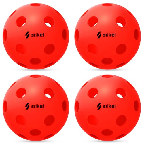 Pickleball Balls-USAPA Approved Outdoor/Indoor Pickleballs,Seamless Roto-Molded Design for Durability,Crack-Resistant 40-Hole Pickle Ball for Beginner Intermediate Pro Player,6/12/36/50/100Pack - color: Indoor - Red, size: 4 Count
