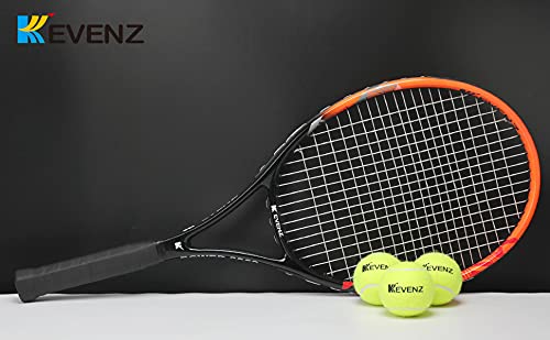 KEVENZ Tennis Racket for Adults, Tennis Racquet with Carring Bag, Carbon Fiber, Light Weight and Shock Resistant, Orange