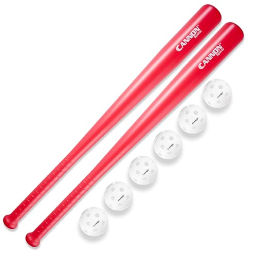 Cannon Sports Plastic Baseball Bat and Ball Set - 2 Plastic Bats (29.5-Inches) and 6 Plastic Baseballs (9-Inches)