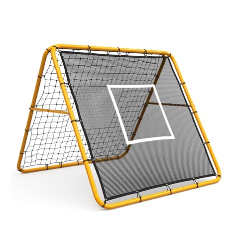 6X4 Ft Adjustable Soccer Rebounder Net, Heavy Duty Soccer Rebound Net with Iron Frame, Rust Resistant, Football Training Equipment for Backyard/Field, Easy Assembly