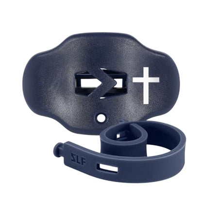 Football Lip Guard – Mouthpiece with Strap – Full Protection, Youth & Adult – Sleefs - color: Cross Navy Blue