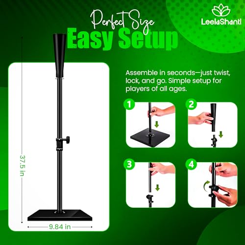 Baseball Batting Tee-(24" – 37") Premium Portable Batting Tee with Removable Rubber Top, Heavy-Duty Base & Height Adjustable for Baseball, Softball & T-Ball, Suitable for All Ages