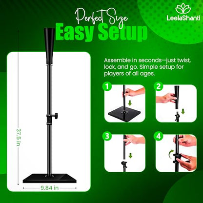 Baseball Batting Tee-(24" – 37") Premium Portable Batting Tee with Removable Rubber Top, Heavy-Duty Base & Height Adjustable for Baseball, Softball & T-Ball, Suitable for All Ages