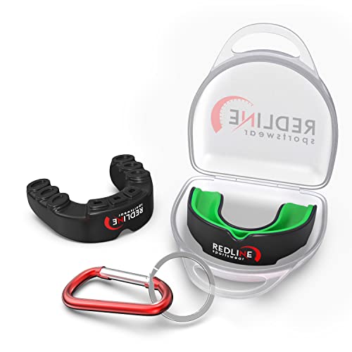 Premium Custom Molded Boxing Mouth Guard with case, Professional Braces for Sports | BPA Free Sports Mouth Guard for Football, Hockey, Lacrosse | Mouthpiece for Kids, Adult & Youth - color: Green & Black