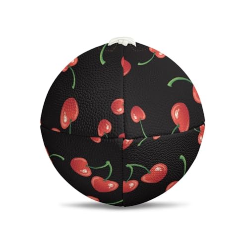 SYtrade Recreational Football Game Footballs PU Composite Leather Footballs for Training Indoor Outdoor - color: Red Cherry Black