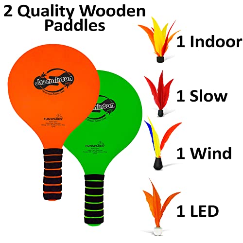 Jazzminton Variety Paddle Ball Game - Racquetball Set Wooden Beach Racket Games for Kids and Adults