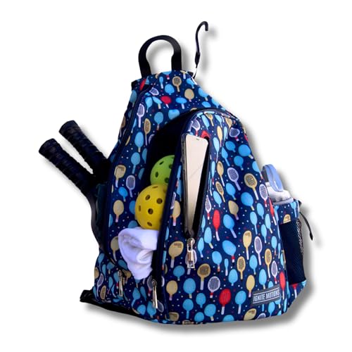 Pickleball Bag for Men & Women Pickleball Backpack - Adjustable Sling Bag/Crossbody with Fence Hook - style: Paddles