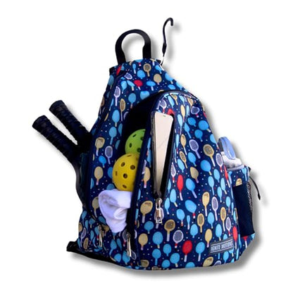 Pickleball Bag for Men & Women Pickleball Backpack - Adjustable Sling Bag/Crossbody with Fence Hook - style: Paddles