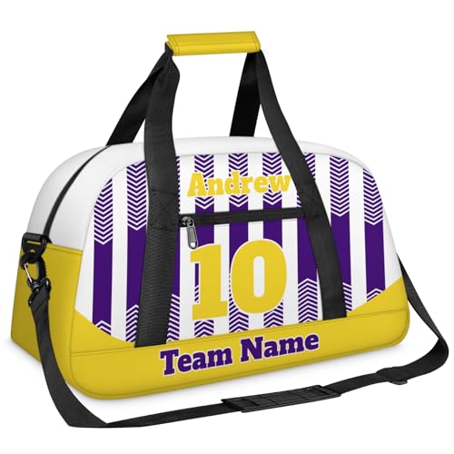 Basketball Soccer Gifts for Boys Girls - Custom Sports Duffle Bag, Personalized Name & Team Bag, Water-Resistant Gym Bag for Basketball, Soccer, Volleyball | Y-Purple Yellow - color: Y-Purple Yellow
