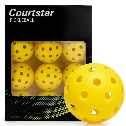 6/12 Pack Outdoor Pickleball Balls - 40 Holes Pickleballs Durable, Perfectly Balanced, High Bounce True Flight - Pickle Balls Suitable for Beginners, Intermediate and Amateurs - size: 12 Pack