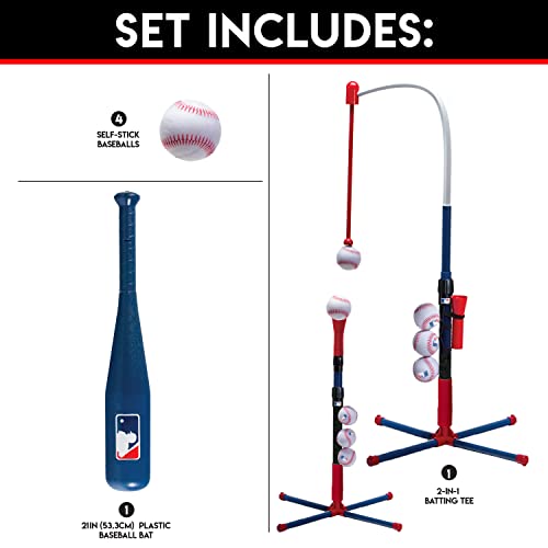 Franklin Sports Grow-with-Me Kids Baseball Batting Tee + Stand Set for Youth + Toddlers - Youth Baseball, Softball + Teeball Hitting Tee Set for Boys + Girls - style: Grow With Me Tee - MLB Baseball