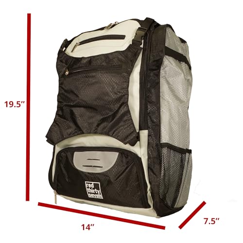 Baseball Backpack with Cleat Pocket | Large Capacity | 19.5" T x 14" W x 7.5" D | Holds 4 Bats | External Helmet Storage - color: Black / Gray