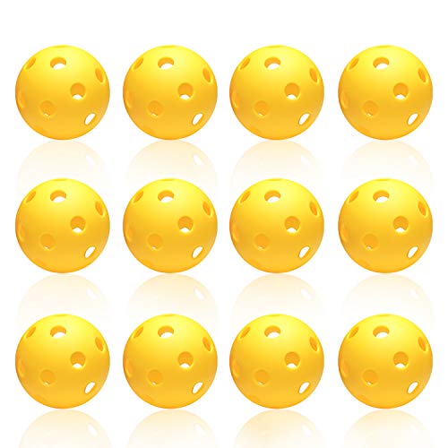 Anteer 12 Pack Plastic Baseball Practice Baseballs for Hitting, Indoor Outdoor Lightweight Balls Baseball Batting Training - color: Yellow