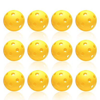 Anteer 12 Pack Plastic Baseball Practice Baseballs for Hitting, Indoor Outdoor Lightweight Balls Baseball Batting Training - color: Yellow