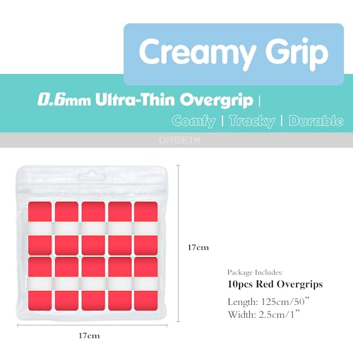 10pcs Tennis Grip Tape - Tennis Overgrip for Tennis Racquet - Tennis Racket Grip Tape - Pickleball Paddle Grip Tape - color: red
