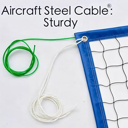 Professional Volleyball Net Outdoor Heavy Duty, All Weather Enhanced with Aircraft Steel Cable, Regulation 32x3FT Replacement Net for Backyard Beach Pool Indoor