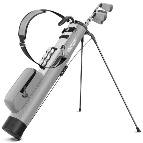 Findway Golf Stand Bag, Small Golf Bag for The Driving Range, Par 3 and Executive Courses, Lightweight Golf Club Carry Bag with Ball Holder and Pockets for Men Women - color: Gray