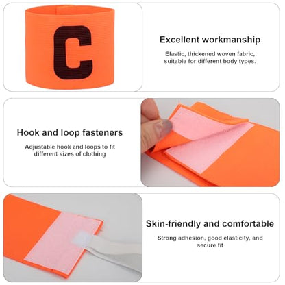 6PCS Nylon Elastic Captain Arm Bands, Adjustable Leader Armbands for Soccer Basketball Football Volleyball Team Players (Green, Orange, Pink)